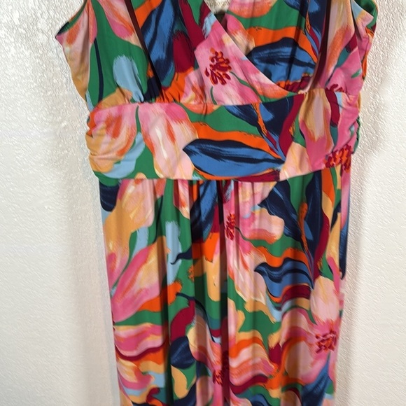Pappagallo Tropical Floral Stretch Jersey Maxi Dress Size Large - Picture 2 of 8
